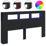 Vidaxl t�te de lit � led noir 180x18, 5x103, 5 cm bois d'ing�nierie