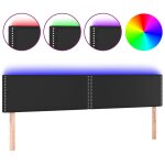 Vidaxl tte de lit  led noir 180x5x78 / 88 cm similicuir