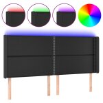 Vidaxl t�te de lit � led noir 183x16x118 / 128 cm similicuir