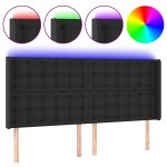 Vidaxl t�te de lit � led noir 203x16x118 / 128 cm similicuir