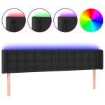 Vidaxl t�te de lit � led noir 203x16x78 / 88 cm similicuir