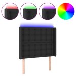Vidaxl t�te de lit � led noir 83x16x118 / 128 cm similicuir