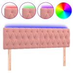 Vidaxl tte de lit  led rose 160x7x78 / 88 cm velours