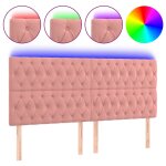 Vidaxl t�te de lit � led rose 180x7x118 / 128 cm velours