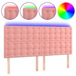 Vidaxl tte de lit  led rose 200x5x118 / 128 cm velours