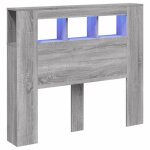 Vidaxl tte de lit  led sonoma gris 120x18, 5x103, 5 cm bois ingnierie