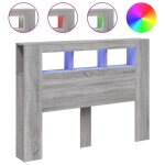 Vidaxl tête de lit à led sonoma gris 140x18, 5x103, 5 cm bois ingénierie Vidaxl tête de lit à led sonoma gris 140x18, 5x103, 5 cm bois ingénierie