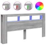 Vidaxl t�te de lit � led sonoma gris 200x18, 5x103, 5 cm bois ing�nierie