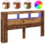 Vidaxl t�te de lit � led vieux bois 180x18, 5x103, 5cm bois d'ing�nierie