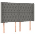 Vidaxl tête de lit avec oreilles gris foncé 147x16x118 / 128 cm tissu Vidaxl tête de lit avec oreilles gris foncé 147x16x118 / 128 cm tissu