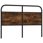 Vidaxl t�te de lit de remplacement ch�ne fum� 120 cm acier et bois d'ing�nierie