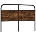 Vidaxl t�te de lit de remplacement ch�ne fum� 140 cm acier et bois d'ing�nierie