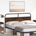 Vidaxl t�te de lit de remplacement ch�ne fum� 160 cm acier et bois d'ing�nierie