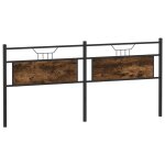 Vidaxl t�te de lit de remplacement ch�ne fum� 193 cm bois d'ing�nierie et acier