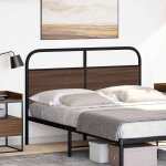 Vidaxl t�te de lit de remplacement ch�ne marron 140 cm acier et bois d'ing�nierie