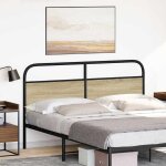 Vidaxl t�te de lit de remplacement ch�ne sonoma 160 cm acier et bois d'ing�nierie