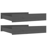 Vidaxl tiroirs de lit 2 pcs gris bois de pin massif