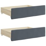 Vidaxl tiroirs de lit 2 pcs gris fonc� bois d'ing�nierie et velours