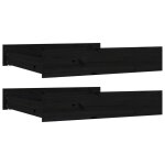 Vidaxl tiroirs de lit 2 pcs noir bois de pin massif