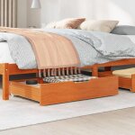 Vidaxl tiroirs sous le lit 2 pcs brun cire 80x55x17 cm pin massif