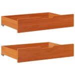 Vidaxl tiroirs sous le lit 2 pcs brun cire 80x55x17 cm pin massif