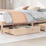 Vidaxl tiroirs sous le lit avec roulettes 2 pcs 80x55x17 cm pin massif