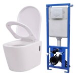 Vidaxl toilette murale avec r�servoir cach� c�ramique blanc