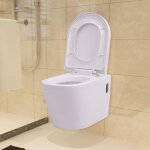 Vidaxl toilette murale avec rservoir cach cramique blanc