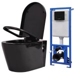 Vidaxl toilette suspendue au mur avec r�servoir cach� c�ramique noir