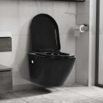 Vidaxl toilette suspendue au mur avec réservoir caché céramique noir Vidaxl toilette suspendue au mur avec réservoir caché céramique noir