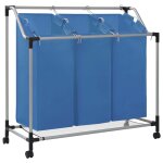 Vidaxl trieuse  linge avec 3 sacs bleu acier