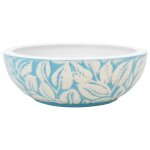 Vidaxl vasque � poser blanc et bleu rond ?41x14 cm c�ramique