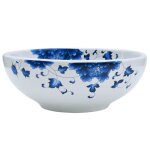 Vidaxl vasque � poser blanc et bleu rond ?41x14 cm c�ramique