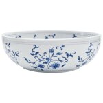Vidaxl vasque  poser blanc et bleu rond ?41x14 cm cramique