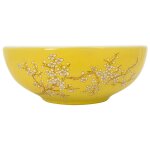 Vidaxl vasque � poser blanc et jaune rond ?41x14 cm c�ramique