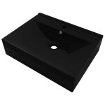 Vidaxl vasque  poser en cramique noir perage pour la robinetterie 60x46cm