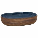 Vidaxl vasque � poser marron et bleu ovale 59x40x14 cm c�ramique
