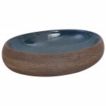 Vidaxl vasque  poser marron et bleu ovale 59x40x15 cm cramique