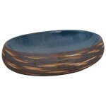 Vidaxl vasque  poser marron et bleu ovale 59x40x15 cm cramique