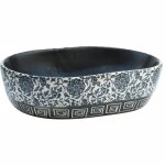 Vidaxl vasque  poser noir et bleu ovale 47x33x13 cm cramique