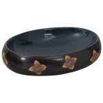 Vidaxl vasque  poser noir et bleu ovale 59x40x15 cm cramique