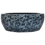 Vidaxl vasque � poser noir et bleu rond ?41x14 cm c�ramique