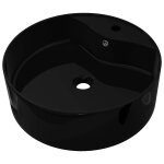 Vidaxl vasque rond � trou robinet / trop - plein c�ramique pour salle de bain