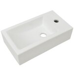 Vidaxl vasque + trou de robinet cramique blanc 46 x 25, 5 x 12 cm