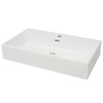 Vidaxl vasque avec trou de robinet en cramique blanc 76x42, 5x14, 5 cm