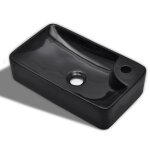 Vidaxl vasque  trou pour robinet cramique noir pour salle de bain