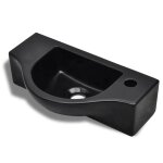 Vidaxl vasque  trou pour robinet cramique noir pour salle de bain