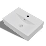 Vidaxl vasque  trou de trop - plein / robinet cramique pour salle de bain blanc