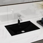 Vidaxl vasque  trou de trop - plein / robinet noir cramique pour salle de bain