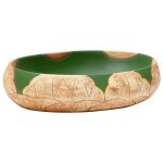 Vidaxl vasque � poser vert et marron ovale 59x40x15 cm c�ramique